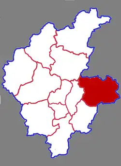 臨沂市中の莒南県の位置