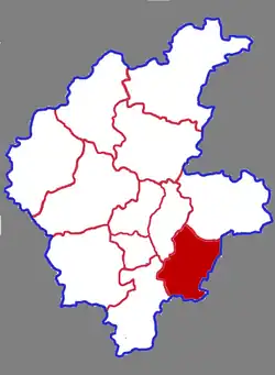臨沂市中の臨沭県の位置