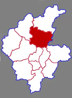 臨沂市中の沂南県の位置