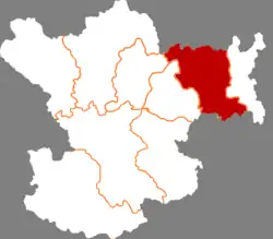 隴南市中の徽県の位置
