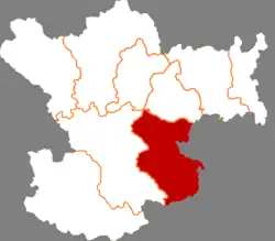 隴南市中の康県の位置