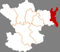 隴南市中の両当県の位置