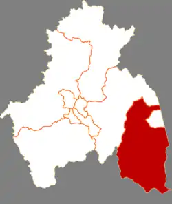 牡丹江市中の東寧市の位置