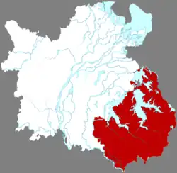南昌市中の進賢県の位置