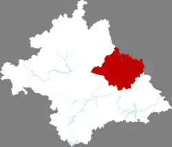 南寧市中の賓陽県の位置