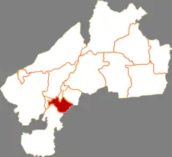 斉斉哈爾市中の昂昂渓区の位置