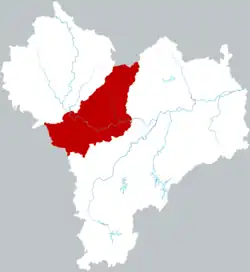 衢州市中の常山県の位置