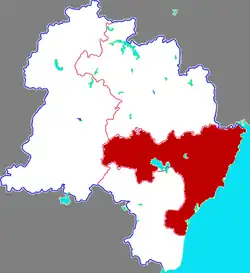 日照市中の東港区の位置