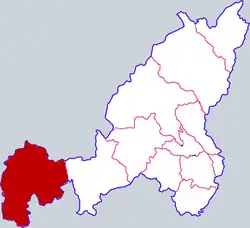 楡林市中の定辺県の位置