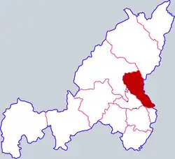 楡林市中の佳県の位置