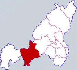 楡林市中の靖辺県の位置