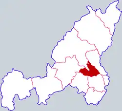 楡林市中の米脂県の位置