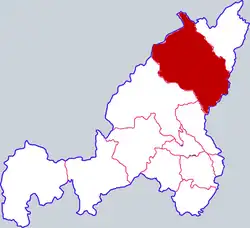 楡林市中の神木市の位置