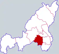 楡林市中の子洲県の位置