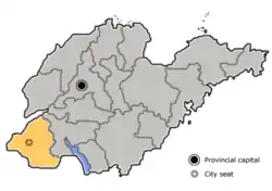 山東省中の菏沢市の位置