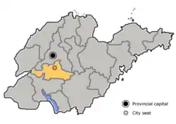 山東省中の泰安市の位置