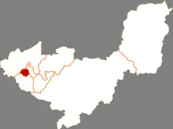 双鴨山市中の尖山区の位置