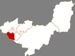 双鴨山市中の嶺東区の位置