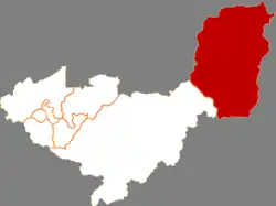 双鴨山市中の饒河県の位置