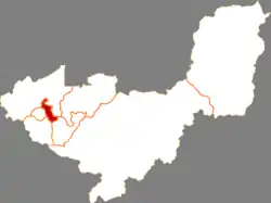 双鴨山市中の四方台区の位置