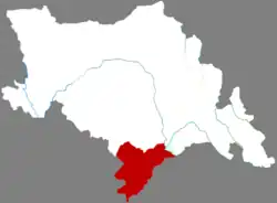 四平市中の鉄東区の位置