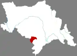 四平市中の鉄西区の位置