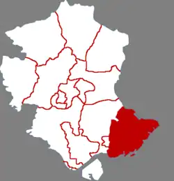 唐山市中の楽亭県の位置