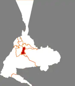 ウルムチ市の中の天山区の位置