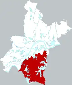 武漢市中の江夏区の位置