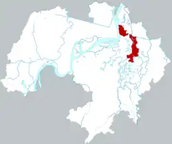 蕪湖市中の鏡湖区の位置