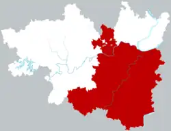 湘潭市の中の湘潭県の位置