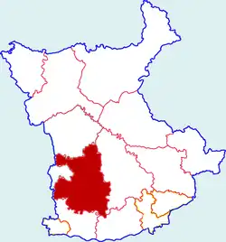 咸陽市中の乾県の位置
