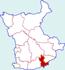 咸陽市中の秦都区の位置