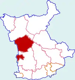 咸陽市中の永寿県の位置