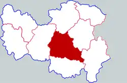 信陽市中の光山県の位置