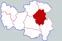 信陽市中の潢川県の位置
