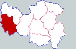 信陽市中の溮河区の位置