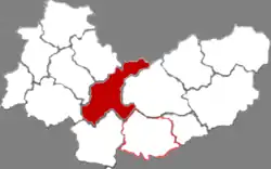 忻州市中の寧武県の位置