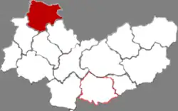 忻州市中の偏関県の位置