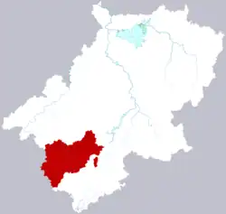 宣城市中の旌徳県の位置