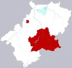 宣城市中の寧国市の位置