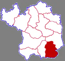 延安市中の黄竜県の位置