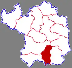 延安市中の洛川県の位置