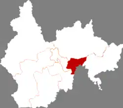 延辺朝鮮族自治州中の図們市の位置
