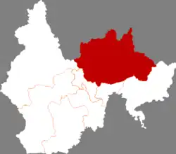 延辺朝鮮族自治州中の汪清県の位置