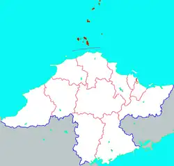 煙台市中の長島県の位置