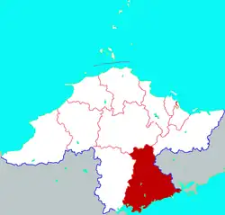 煙台市中の海陽市の位置