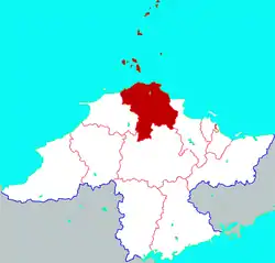 煙台市中の蓬萊区の位置