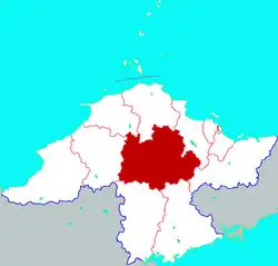 煙台市中の棲霞市の位置