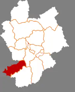 張家口市中の陽原県の位置